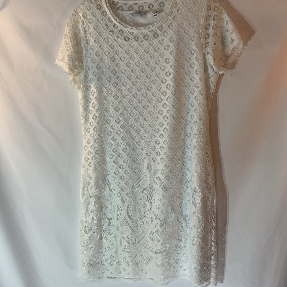 Isaac Mizrahi Small Short Cap Sleeve White Lace Mini Dress Summer Sundress - Picture 5 of 10
